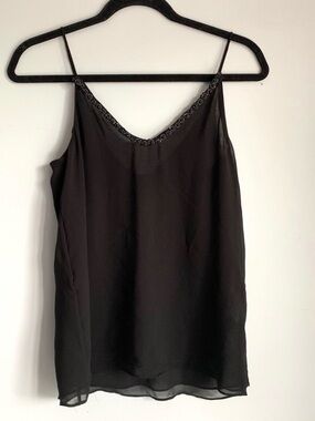 Zara Black Beaded V-Neck Cami Top